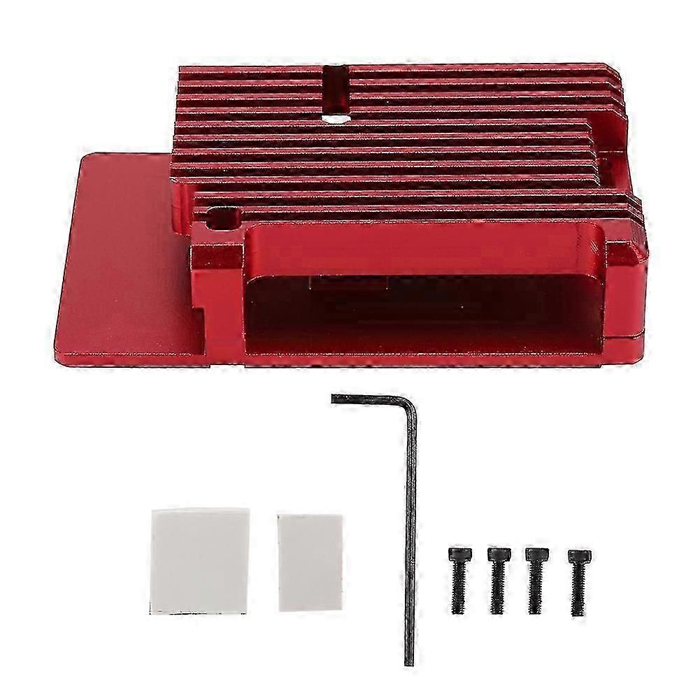 CNC Aluminum Alloy Housing with External Slot Built-In Hot Column Enclosure for Raspberry Pi 4 (Red), Heat Dissipation Computer Case