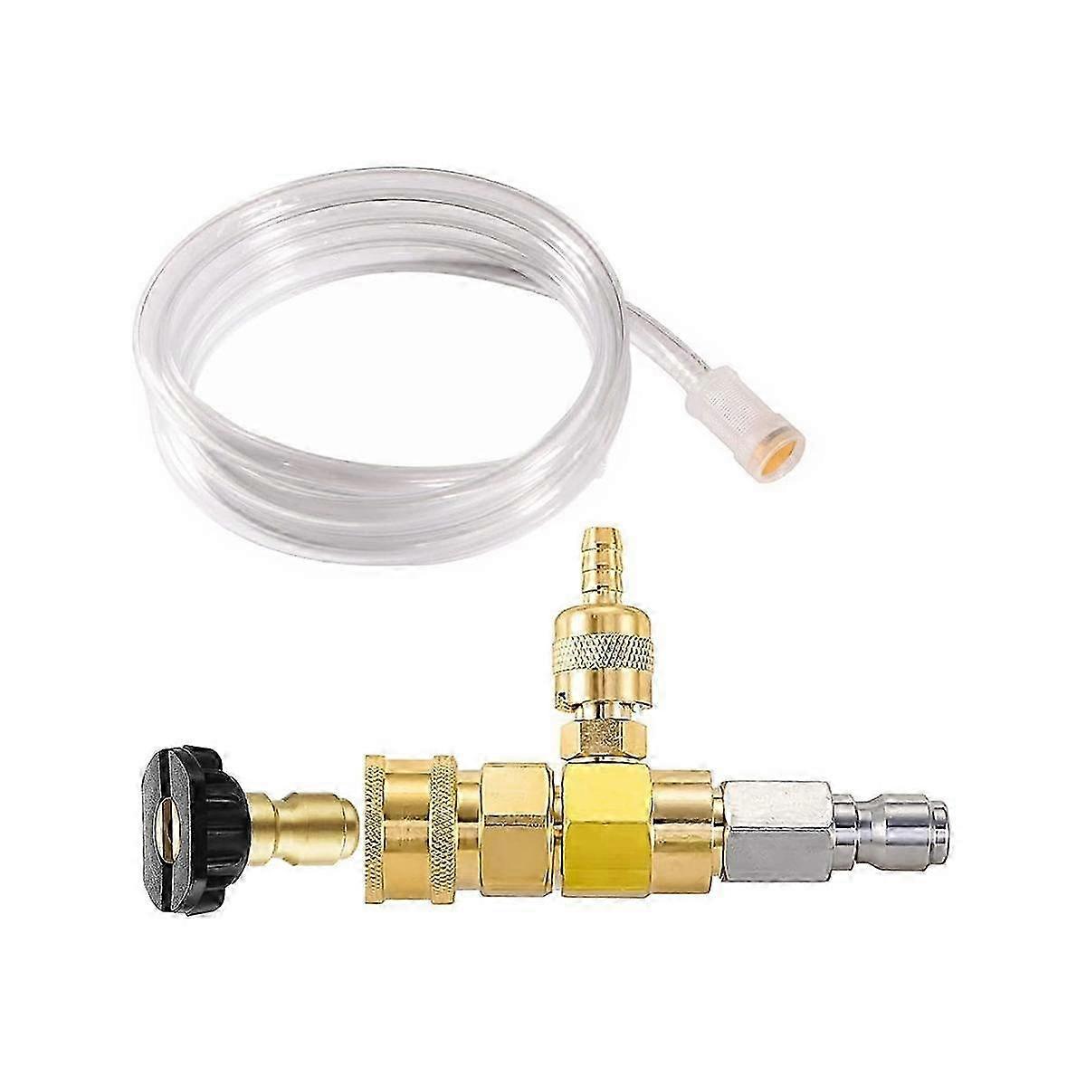 Adjustable Pressure Washer Soap Injector Kit with Siphon Hose, 3/8Inch Foam Cannon Attachment