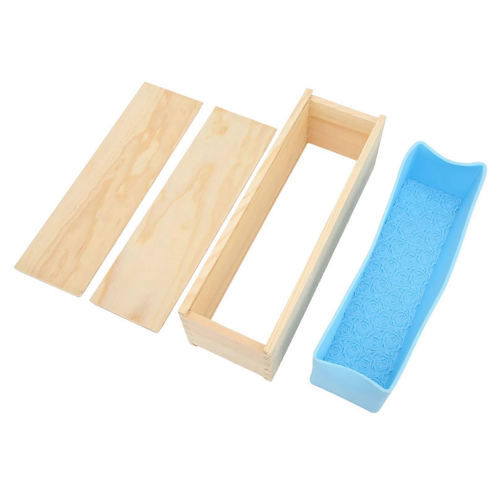 Wooden Mildew with Rose Shaped Silicone Container for Soaps Making