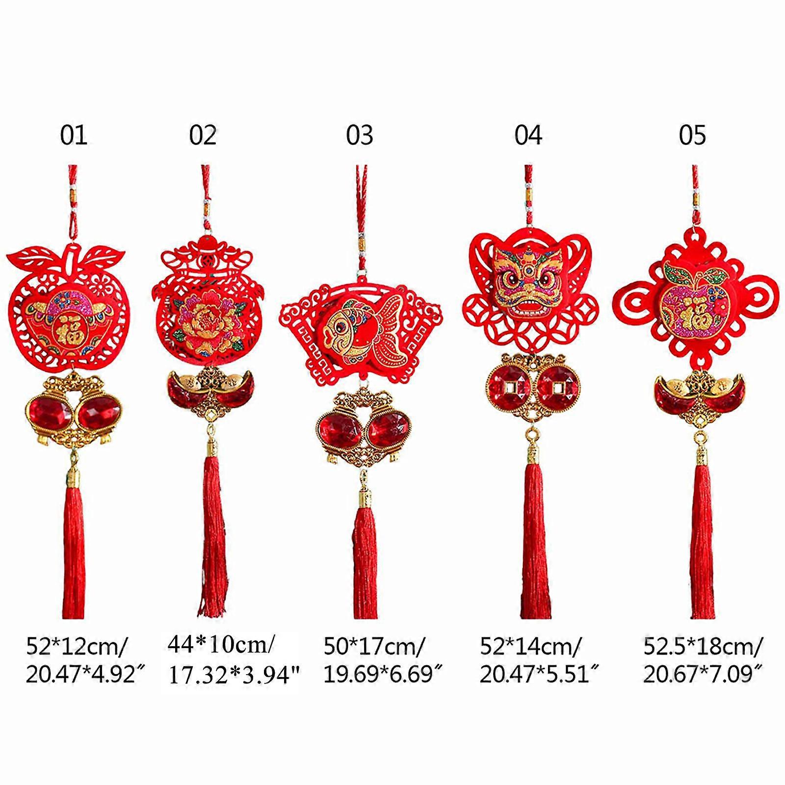 Chinese Knot Pendant for Creative Tassel Artificial Red Diamond Hanging Ornament for New Year Spring Festival Door Windo