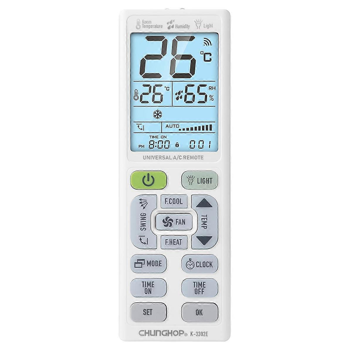 CHUNGHOP K-3302E Universal Air Conditioner Remote Control with Torch and LCD backlight