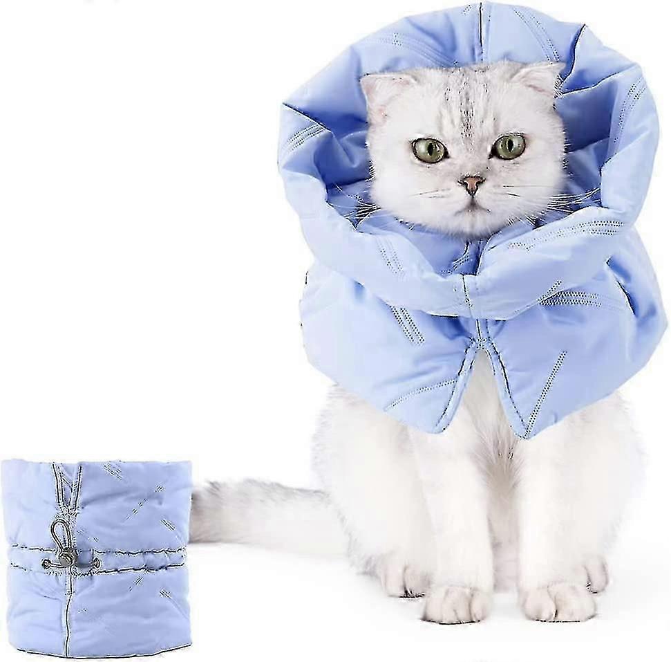 猫用首輪 調節可能 術後回復用首輪 ブルー(サイズ:S)
