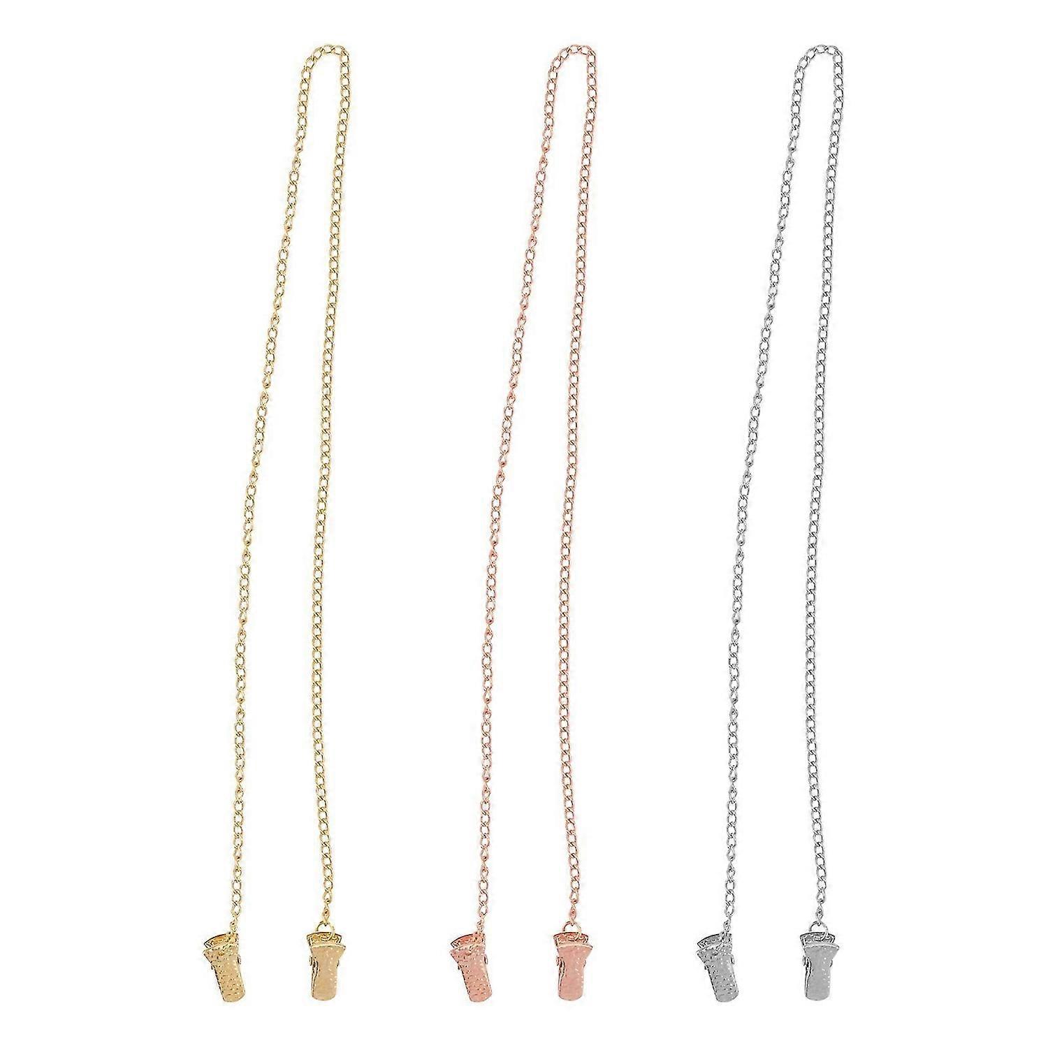 3PCS Multi-purpose Glasses Chain Clips Crocodile Pattern Metal Mask Rope Clips