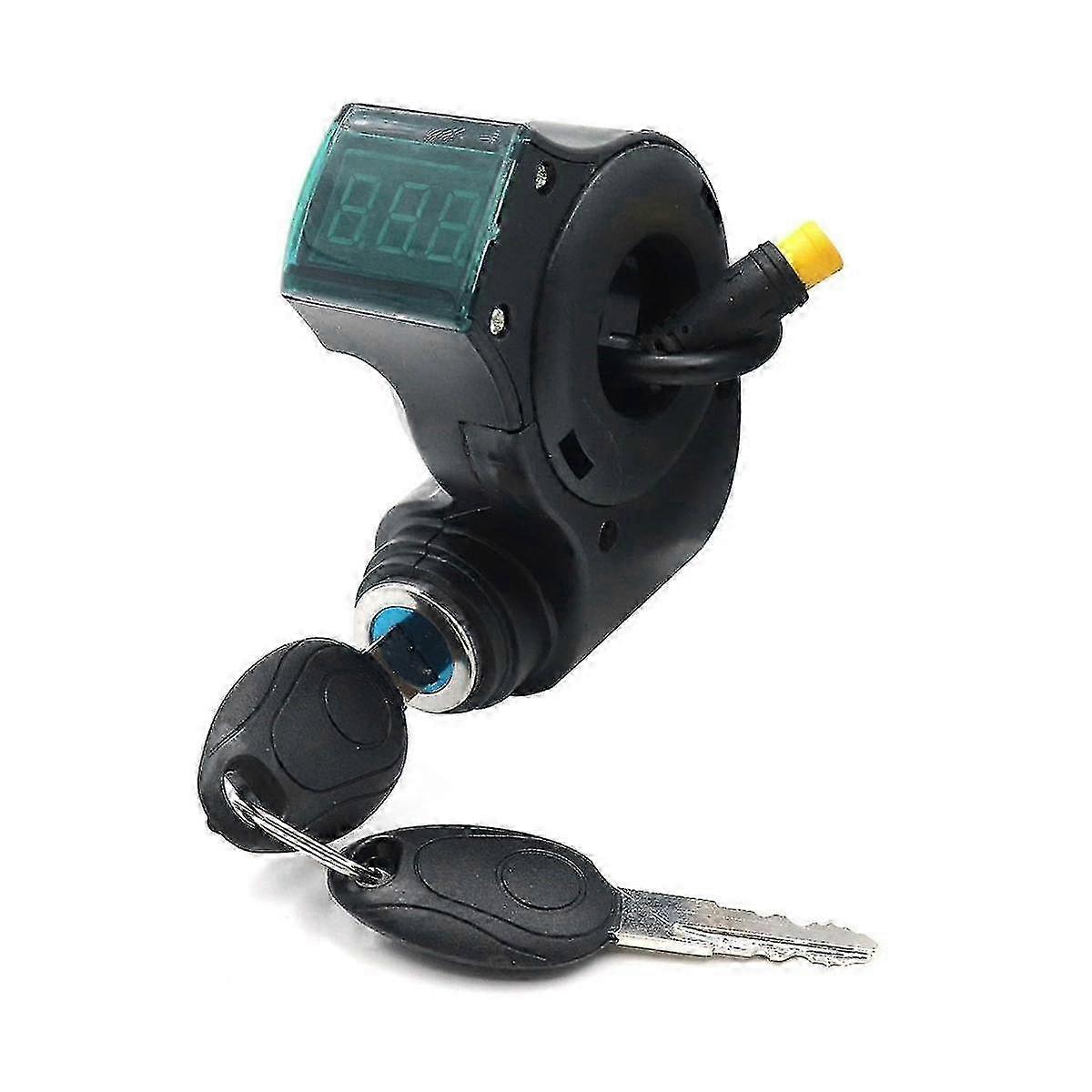 Electric Bike Ignition Lock Key Thumb Throttle with Digital Voltage Display Meter Switch 3Pin for Universal Use