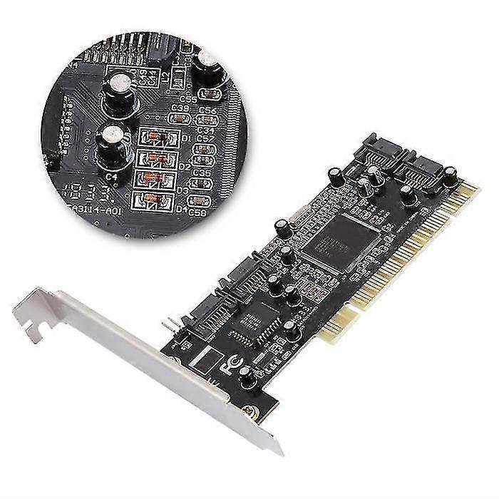 4-Port Internal SATA Controller Card, PCI Interface with Sil3114 RAID Chipset, Supports SATA 1.5Gbps for Compatible Brands