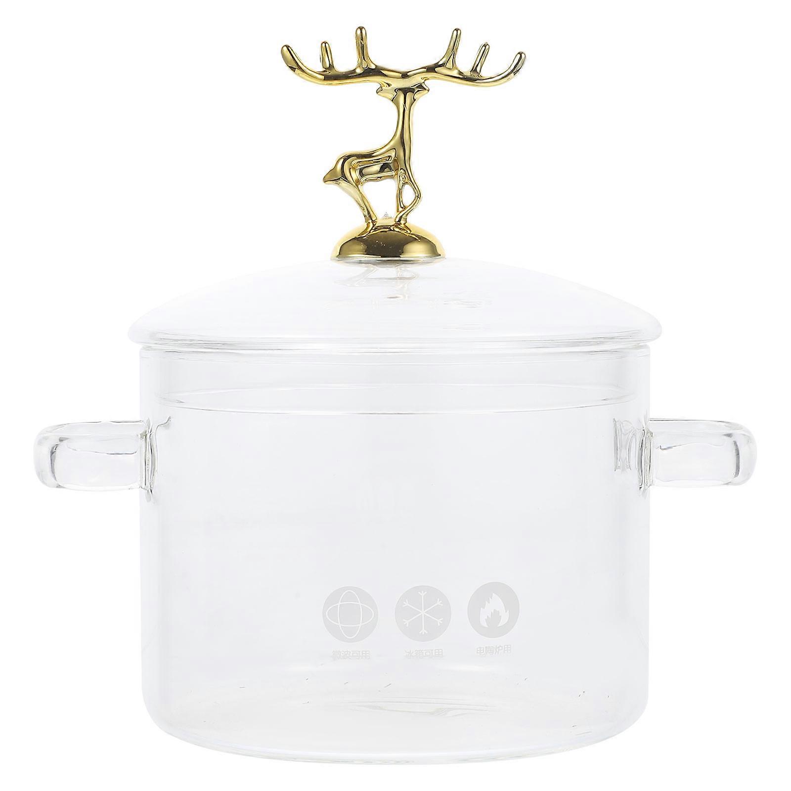 Stew Pot with Handles, Clear Glass for Observing Food While Cooking
