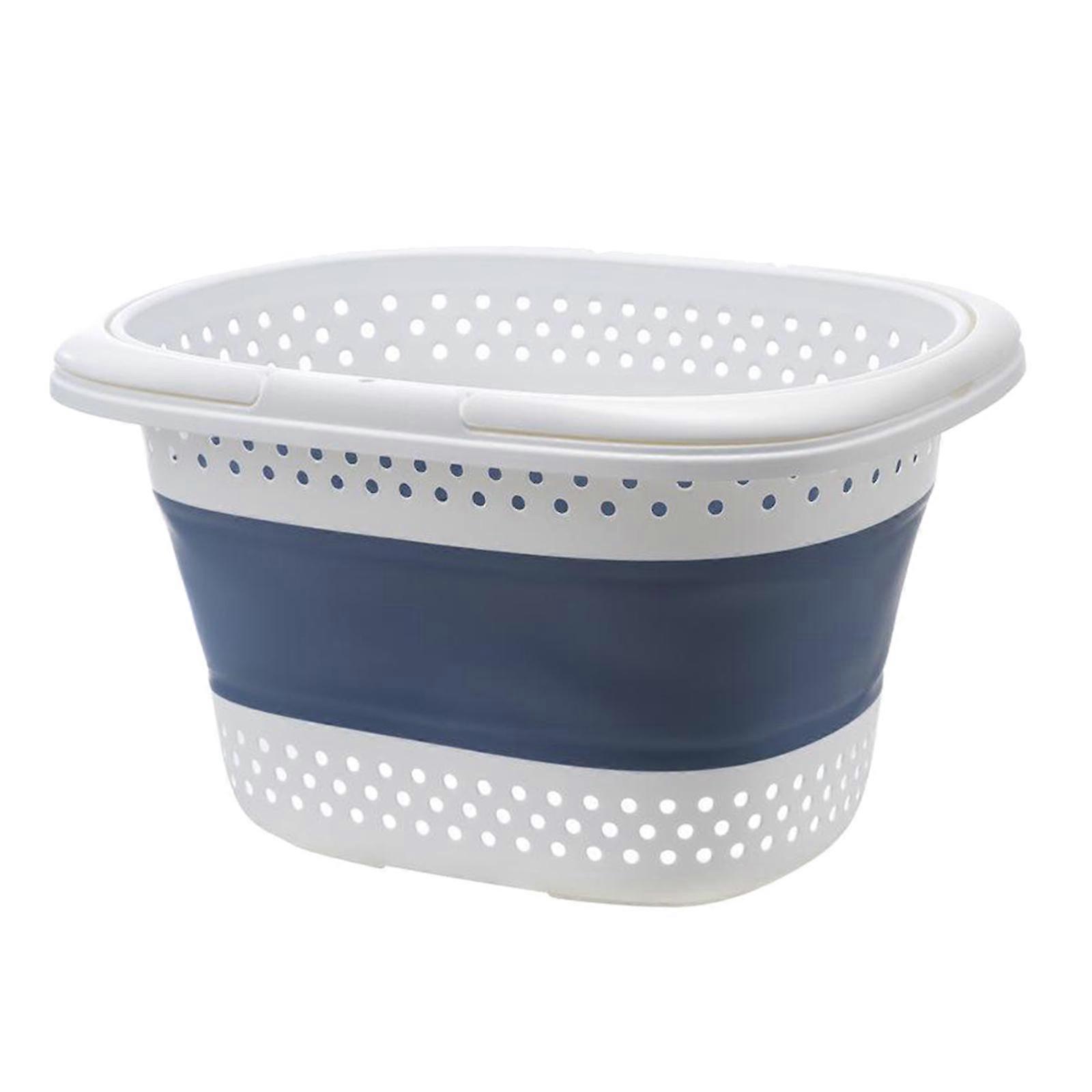 Plastic Collapsible Laundry Drain Basket Clothes Washing Storage Bin Space