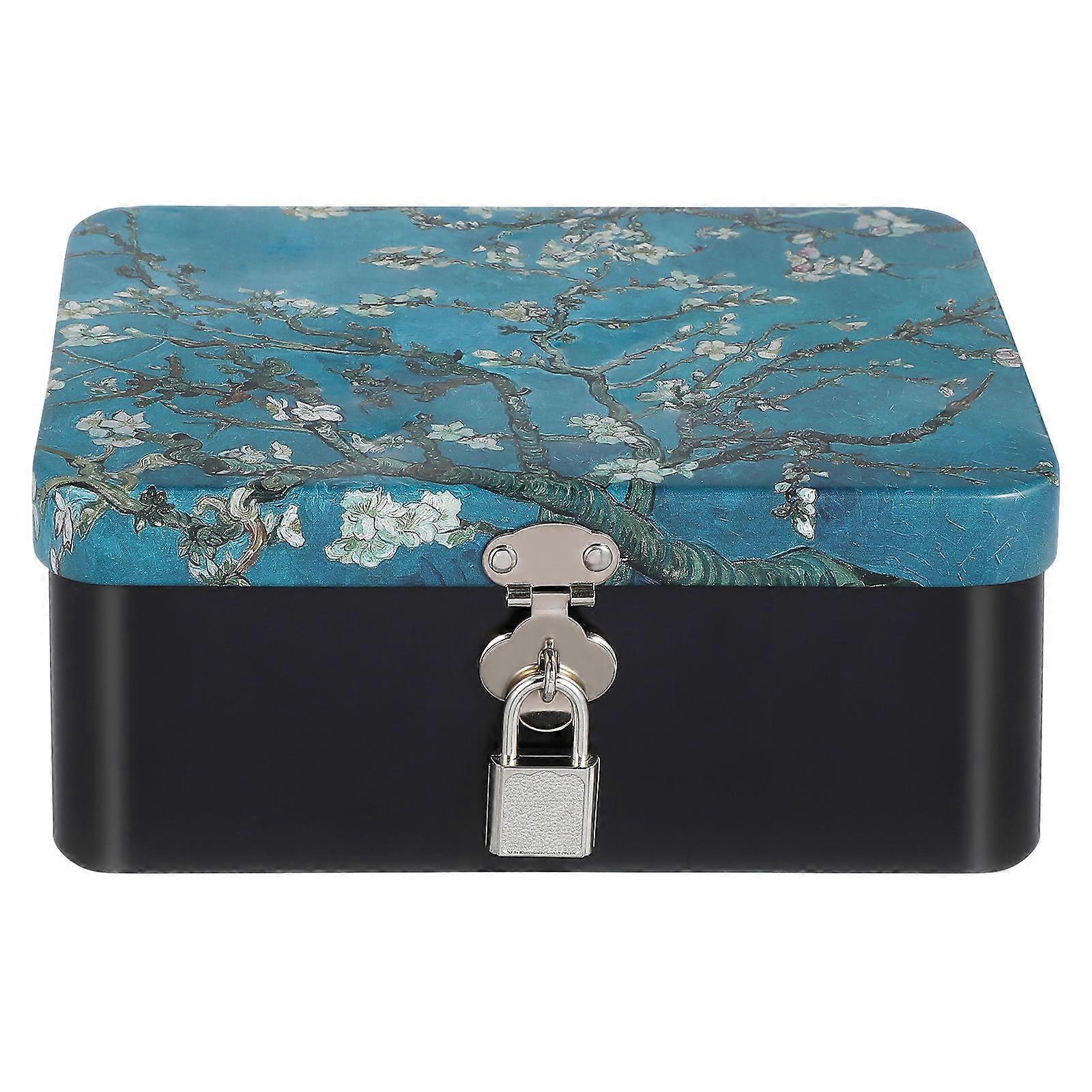 Multipurpose Tinplate Box with Lock for Storage Vintage Metal Container