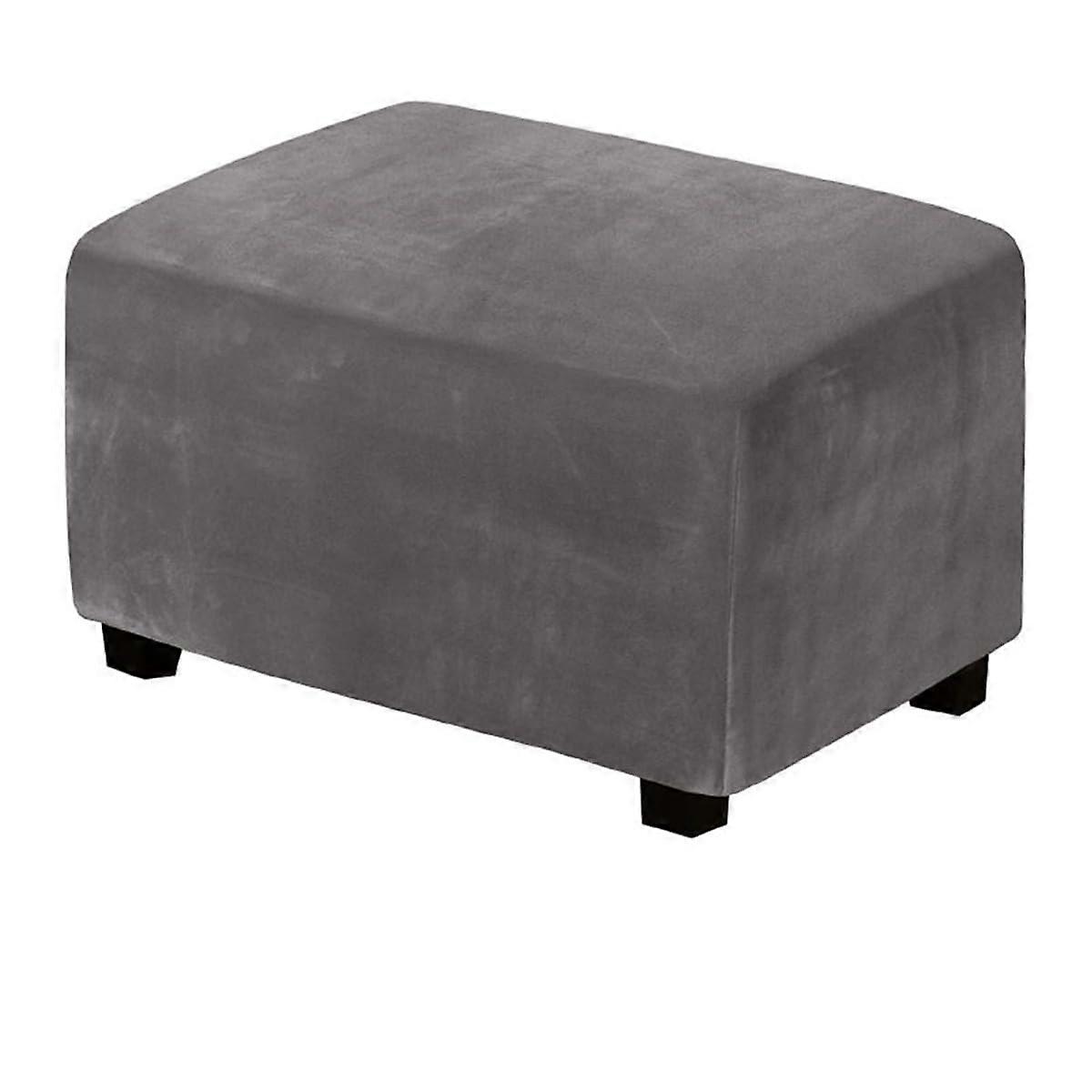 Velvet Footstool Cover Rectangular Ottoman Protector Washable Stretch Cover for 60x45x40cm Stool