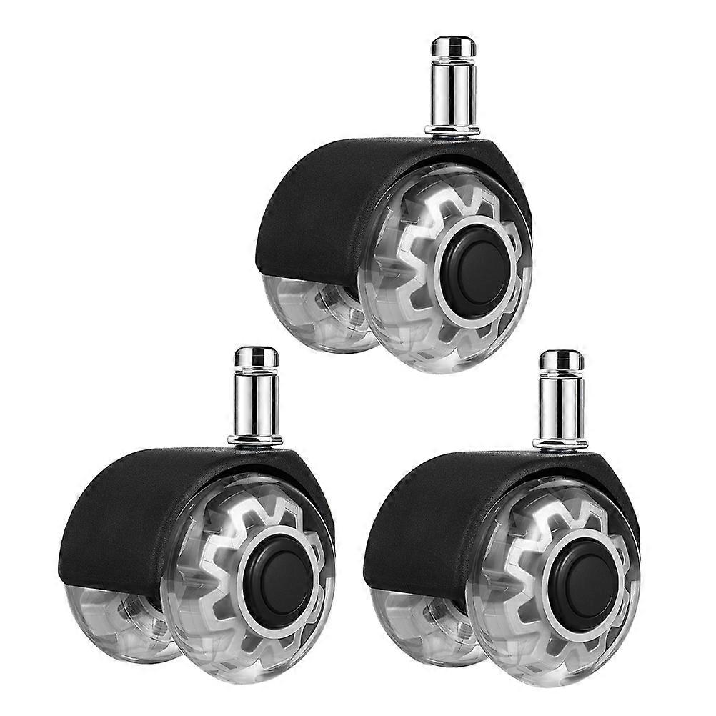 Office Chair Caster Wheel Round Plastic Pu Material For Home Use Swivel Silent Movement Easy Installation 3Pack