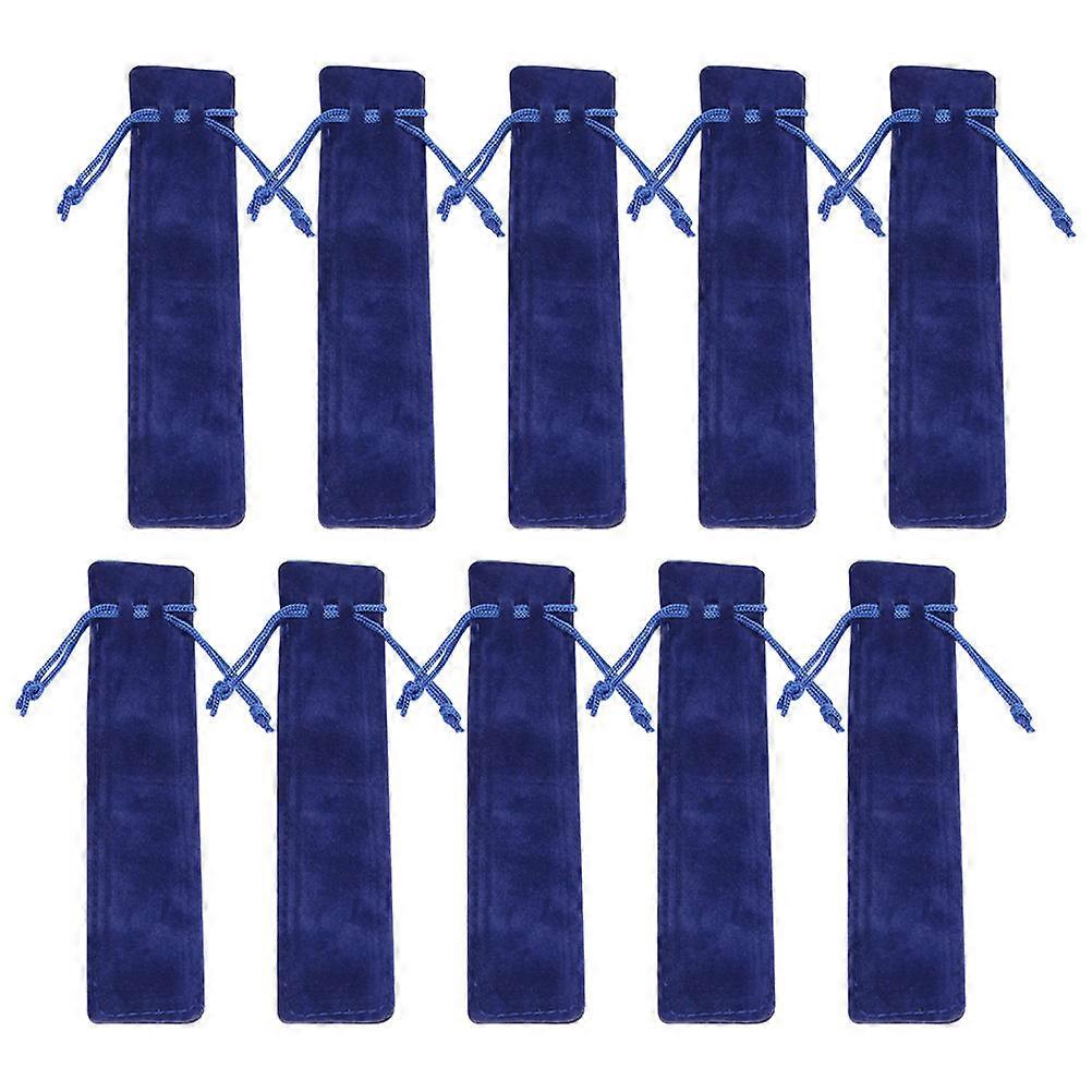Small Pencil Pouch Drawstring Pen Bags Blue Portable Storage For Pupils Travel 20Set