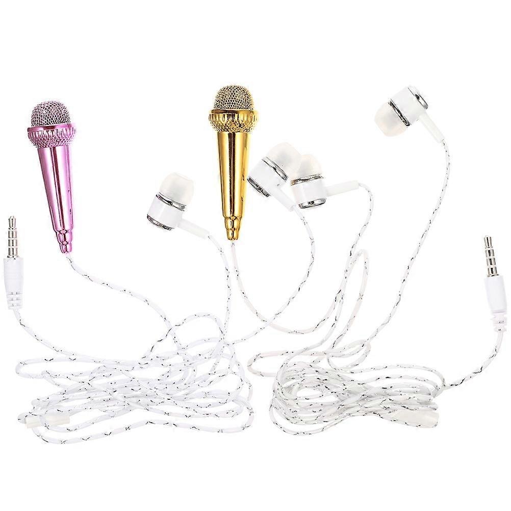 Mini Microphone For Phone Laptop Tablets Voice Recording Singing 5.8x1.8cm Plastic 2Pack