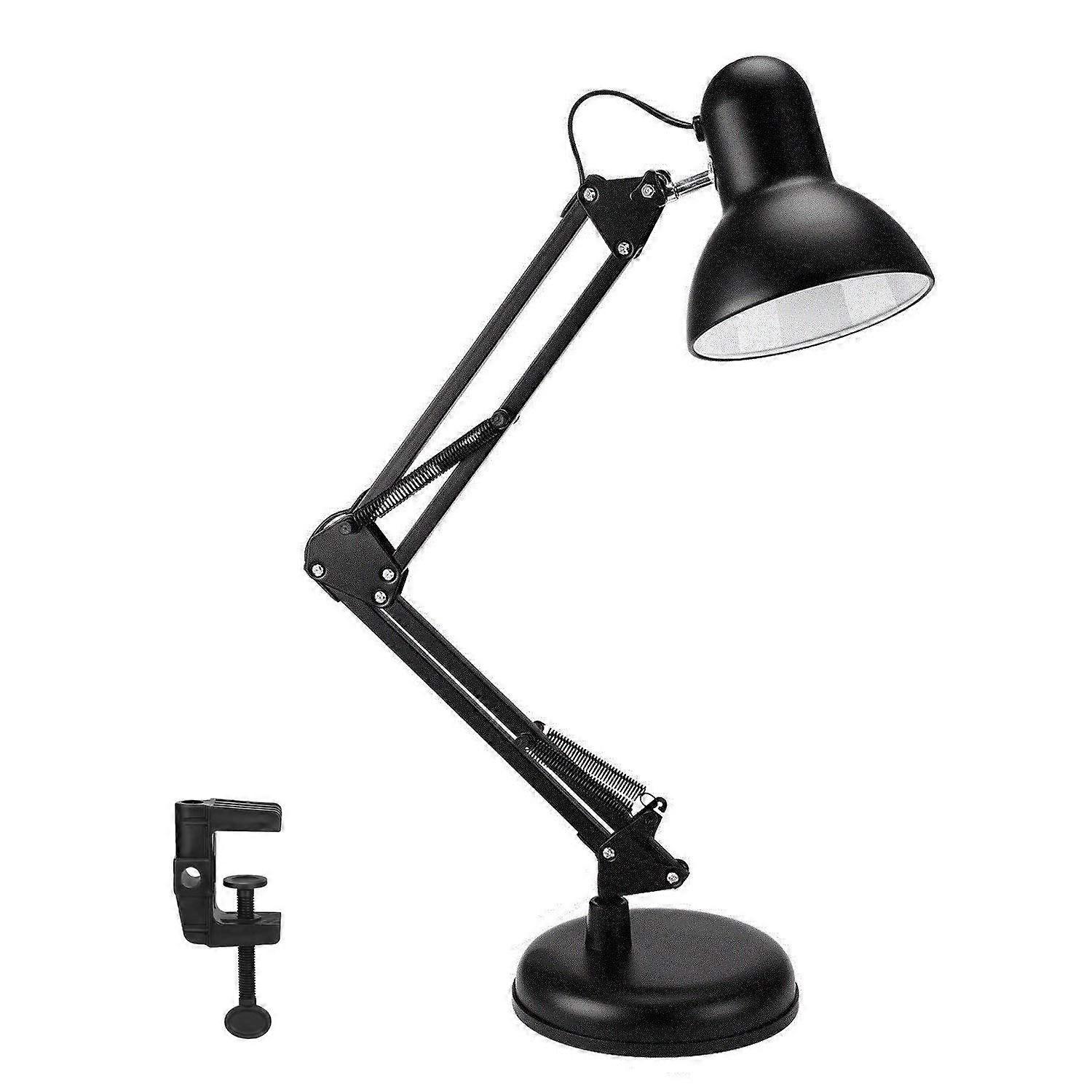 Swing Arm Desk Lamp, Table Lamp, Extra LED Bulb  Clamp, Metal Structure, Adjustable Shade Position, Architect Lamp for Office/Home/Dorm  Black