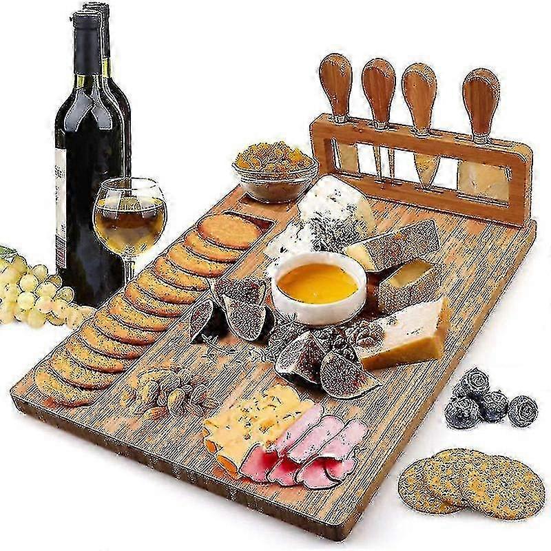 Bambus Käsebrett Schneiden Gemüse Schneidebrett mit Messer 2025