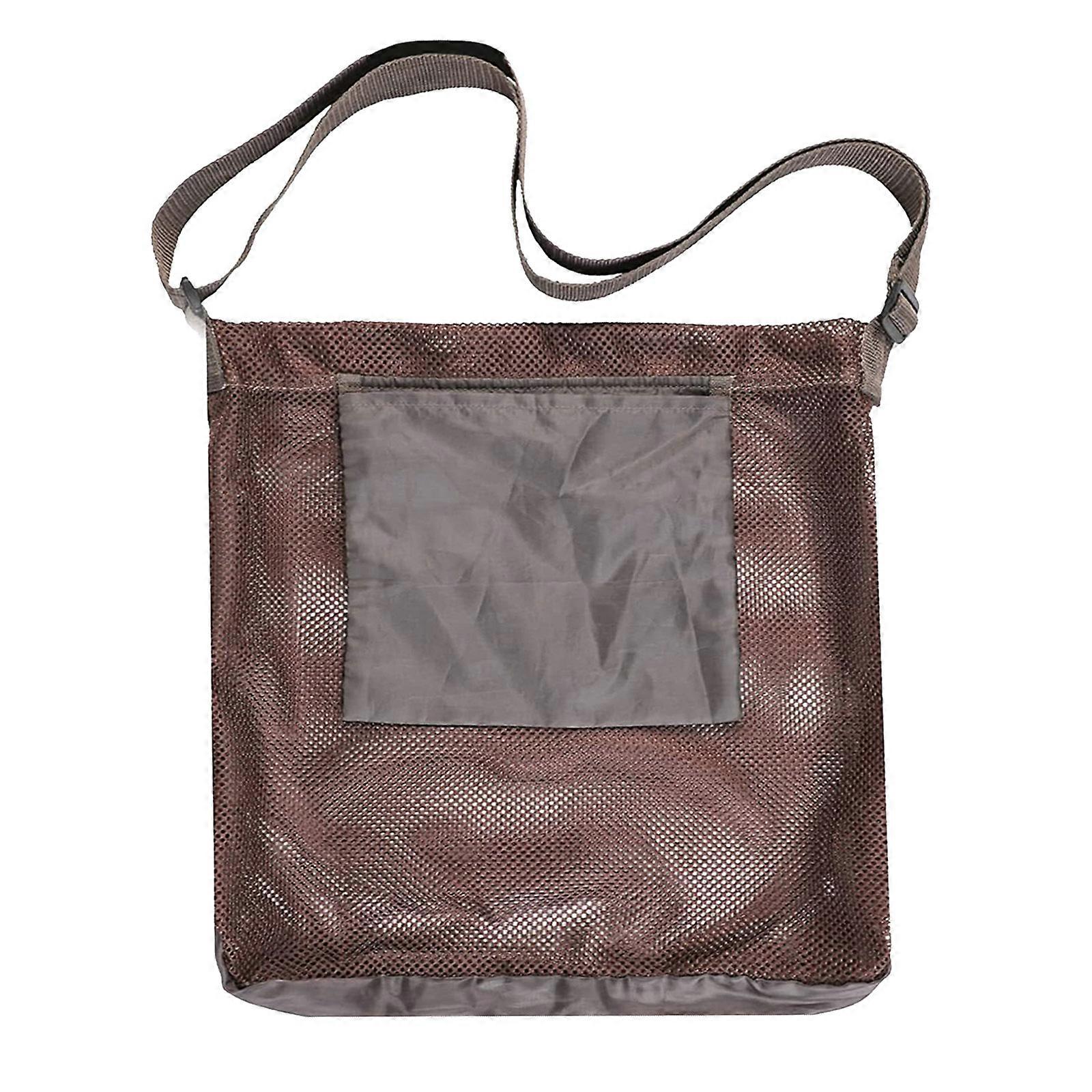 Breathable Meshes Bag For Mushroom Picking Outdoor Durable Polyester Harvesting Accessory Portable For Fungi Collection Dark brown