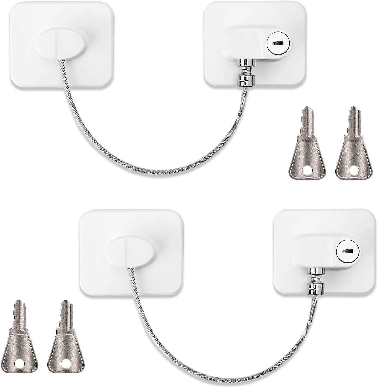 Refrigerator door lock, refrigerator lock with 4 keys (white)