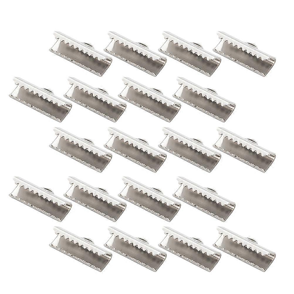 Crimp Ends Fastener Rectangular Ribbon Clamps Silver 1.6x0.6cm Crimping Diy Jewelry Making 100Pcs
