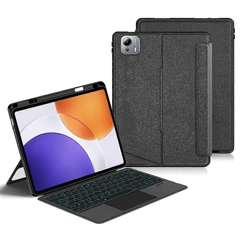Compatible For Xiaomi Pad 7S Pro 12.5 Leather Case + Bluetooth-Compatible Keyboard with Backlight Trackpad