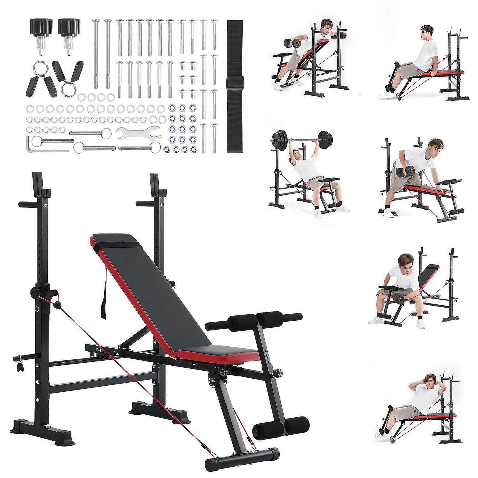 Banc de musculation, développé couché de poids réglable multifonctionnel, banc d’exercice assis de 600 lb, banc plat avec pliage rapide et réglage rapide