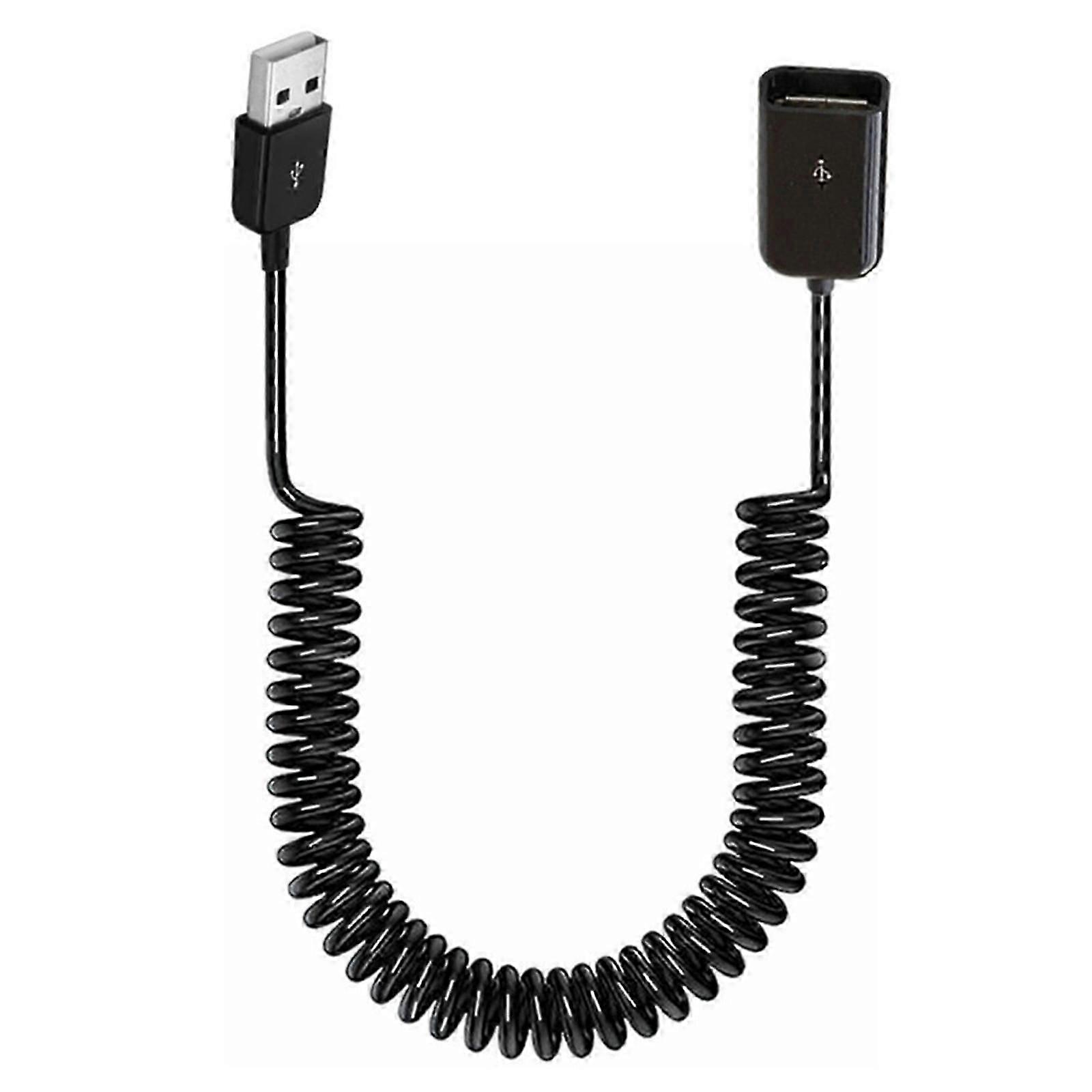 1 متر / 3.2 قدم USB2.0 مرنة ودائمة من الذكور إلى الإناث سلك تمديد ملفوف حلزوني لأجهزة USB ، التوصيل والتشغيل الأبيض