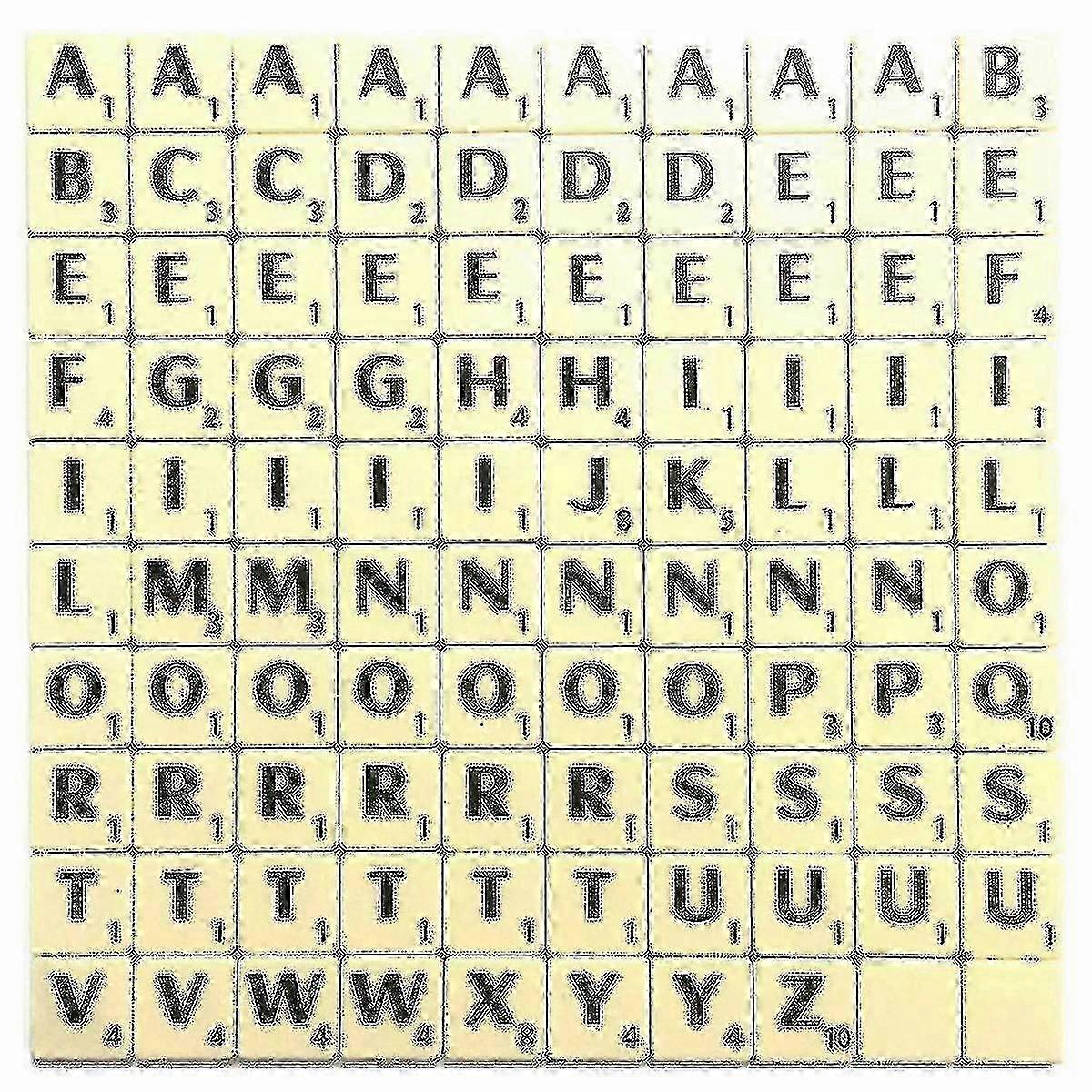 A-Z Plastic Scrabble Tiles Alphabet Letters With Score Numbers - Suitable for Various Brands