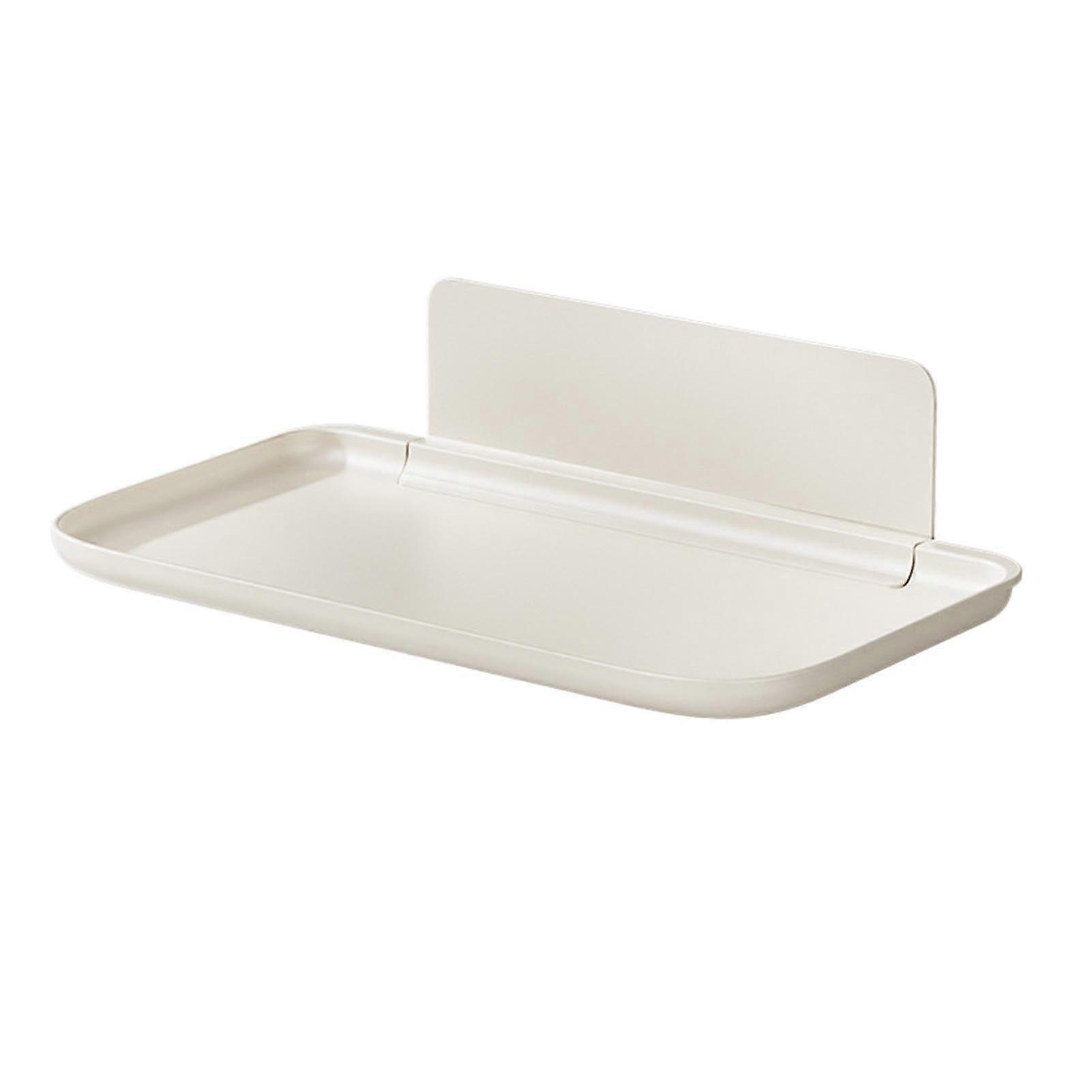 Folding Bathroom Wall Shelf  No Drill Floating, Storage Board for Towels, Clothes, Coats, Small White