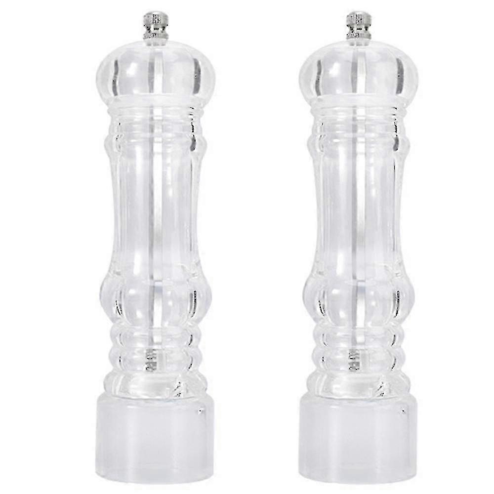 Manual Pepper Mill and Salt Shaker Set - Transparent Adjustable Grinder and Cellar - Clear Acrylic