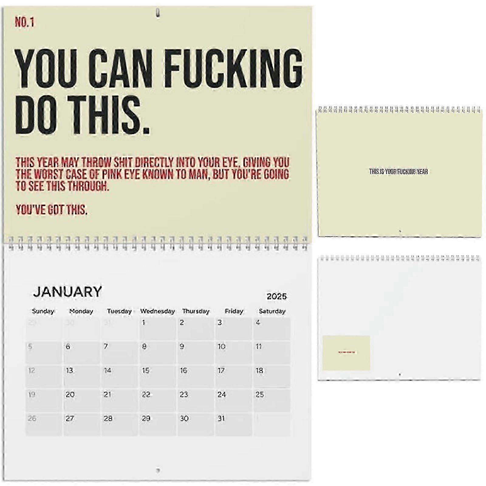 Motivational Daily Wall Calendar 2025 for Home Office, Funny Inspirational Calendar, New
