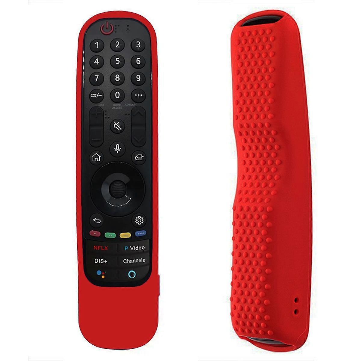 Silicone Remote Cover for Smart TV an-MR21 MR22 Anti-Shock Illuminated Case,Red