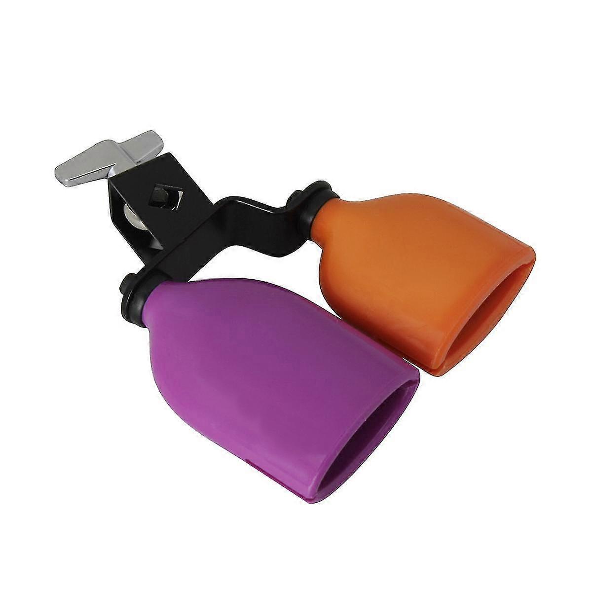 Bicolor Cowbell For Drum Set High And Low Tones Double Mounted Bell Kit Percussion Instruments Medi(Purpleorange)