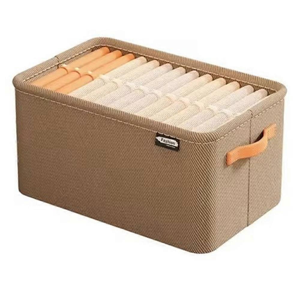 Non-Woven Fabric Steel Frame Clothes Storage Basket with Handles Home Wardrobe Organizer, Size M: 35x25x22cm