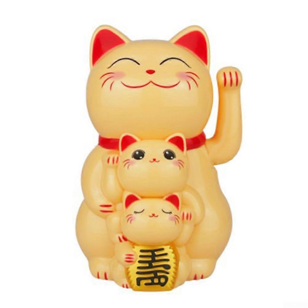 Charming Solar Energy Lucky Cat Decoration Piece for Spreading Joy Around You (Yellow)