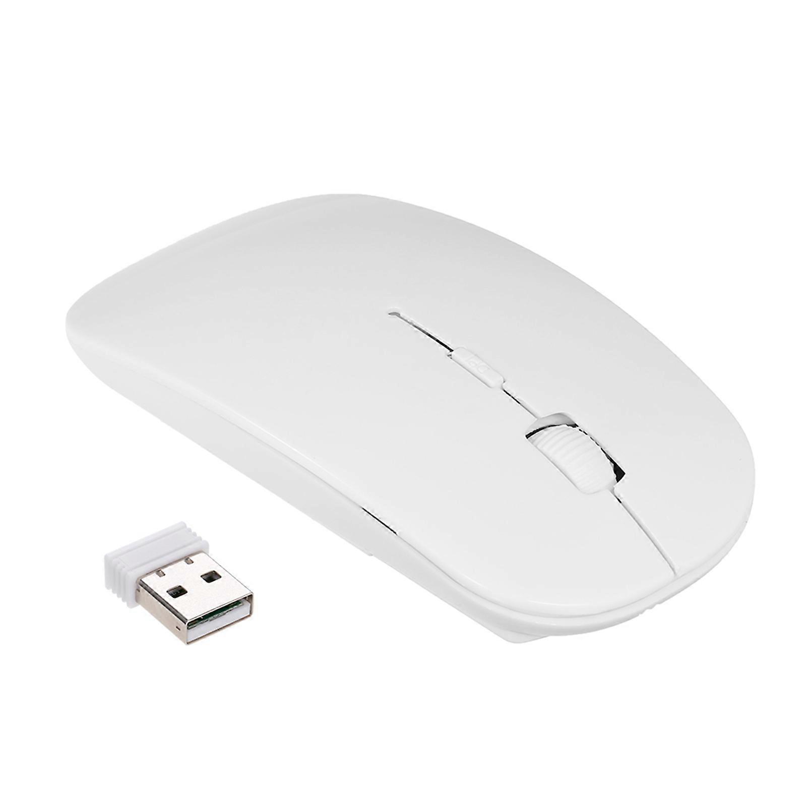 2.4G Portable Ultra-thin Mute 4 Keys Wireless Optical Mouse 1600DPI for Desktop Computer Laptop White
