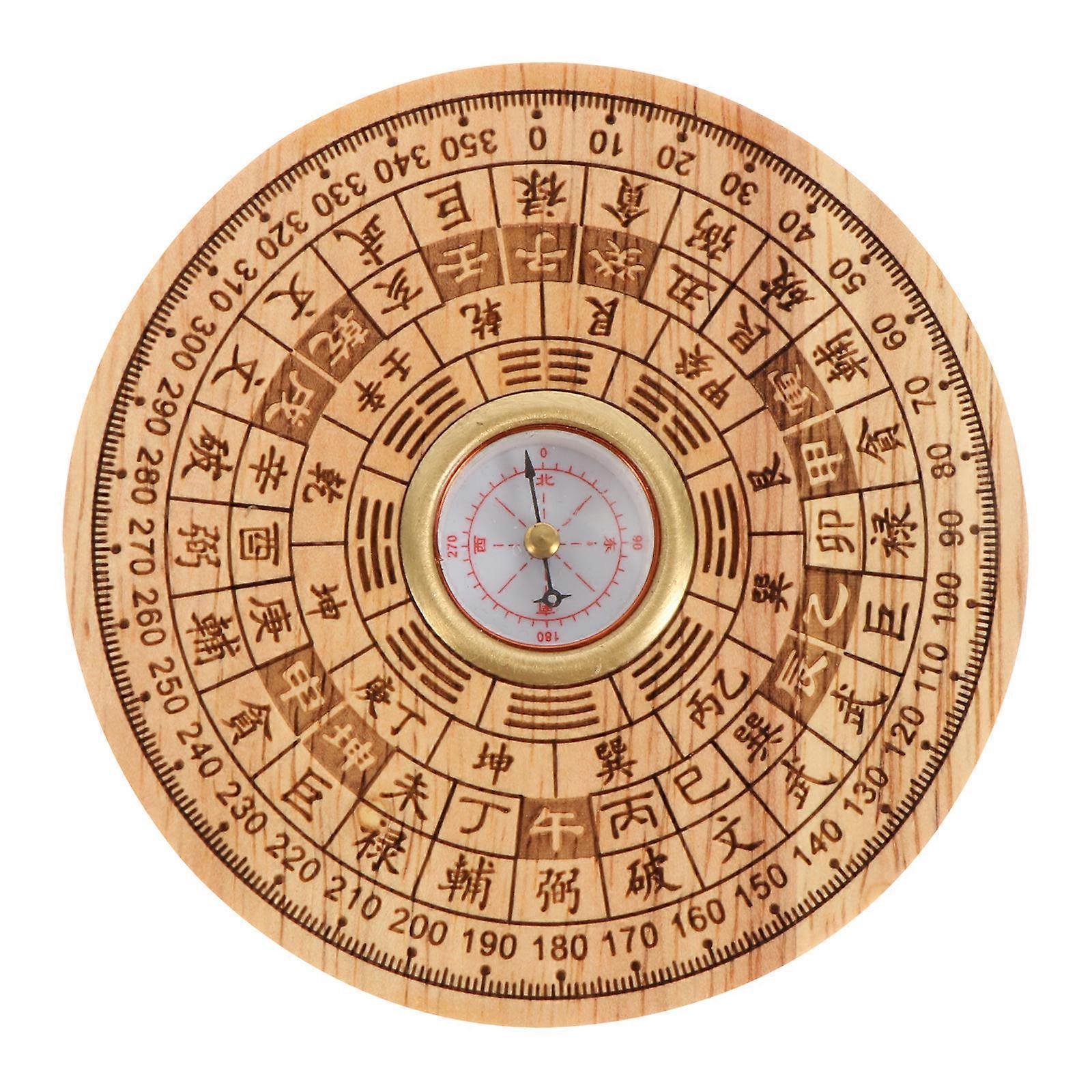 Feng Shui Compass with Traditional Markings and Degree Scale for Teaching Use Khaki Color Synthetic Materials