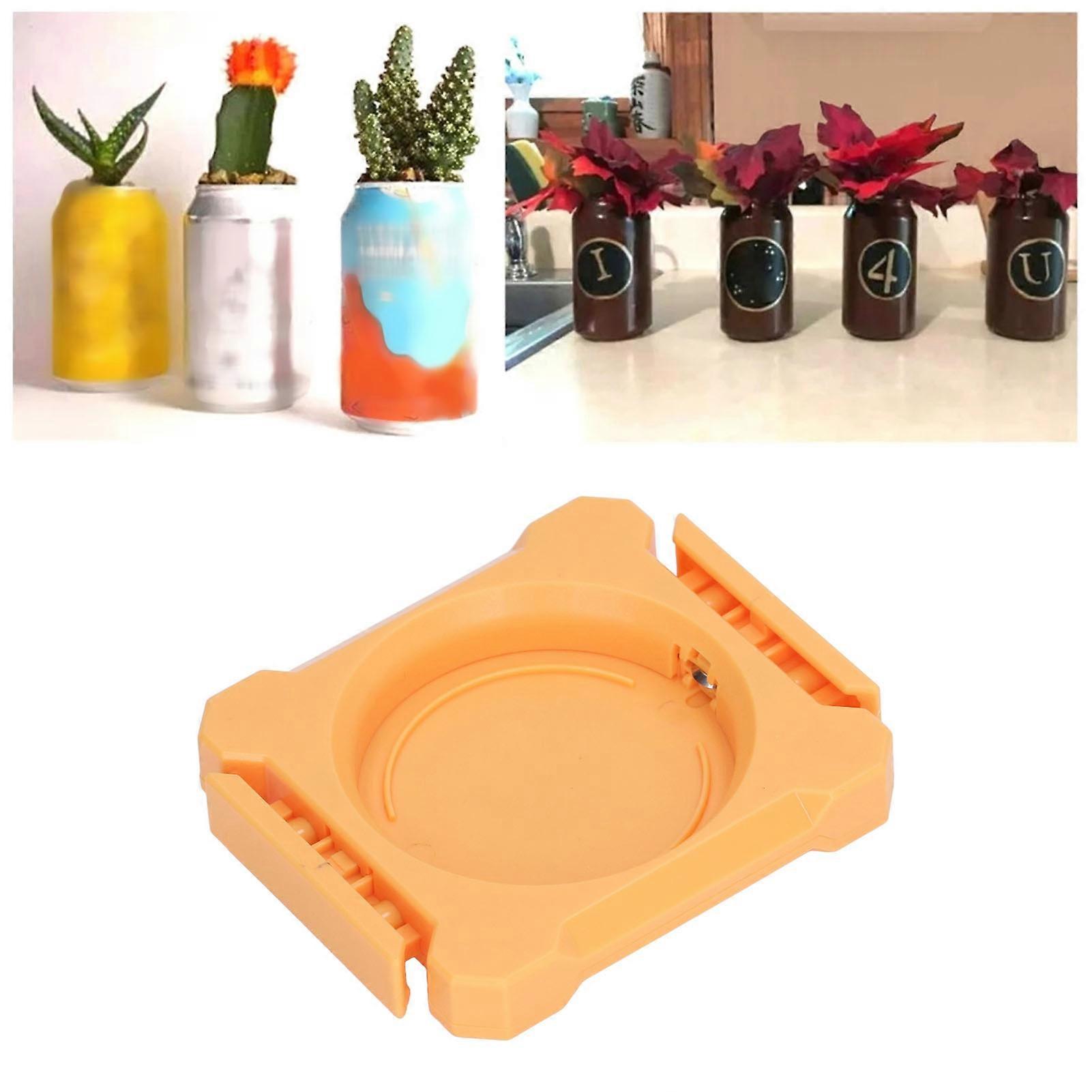 Beer Can Opener 2 in 1 ABS Portable Press and Rotate Design Can Cut Opener for Cocktail Beverages Orange 