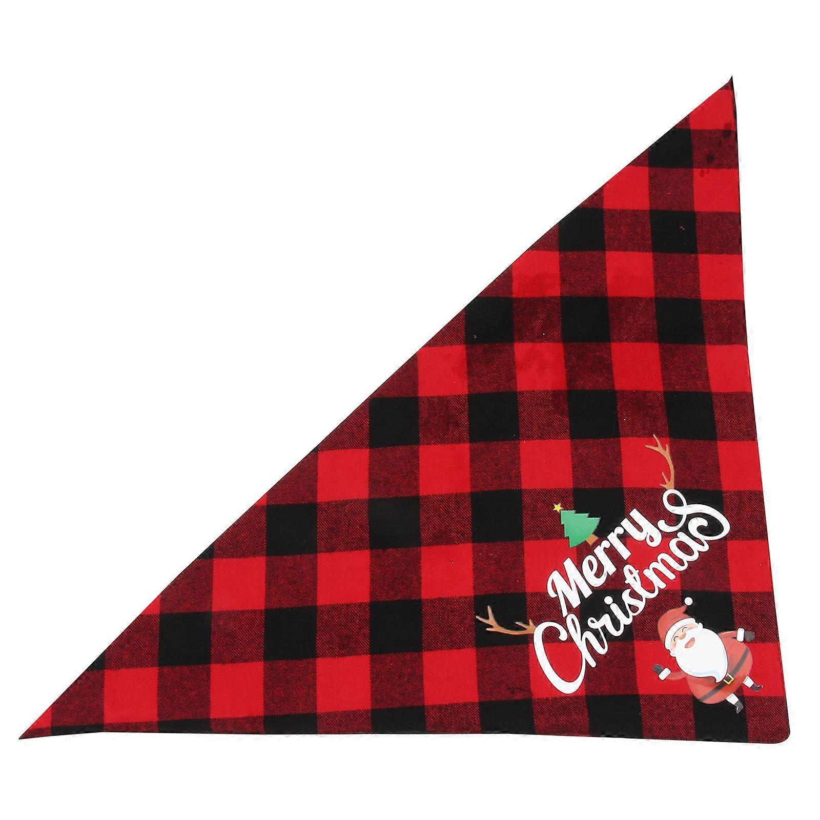 Triangle Pet Scarfs Plaid Pattern Christmas Style Keeps Pet's Neck Clean Red Color 1Pack