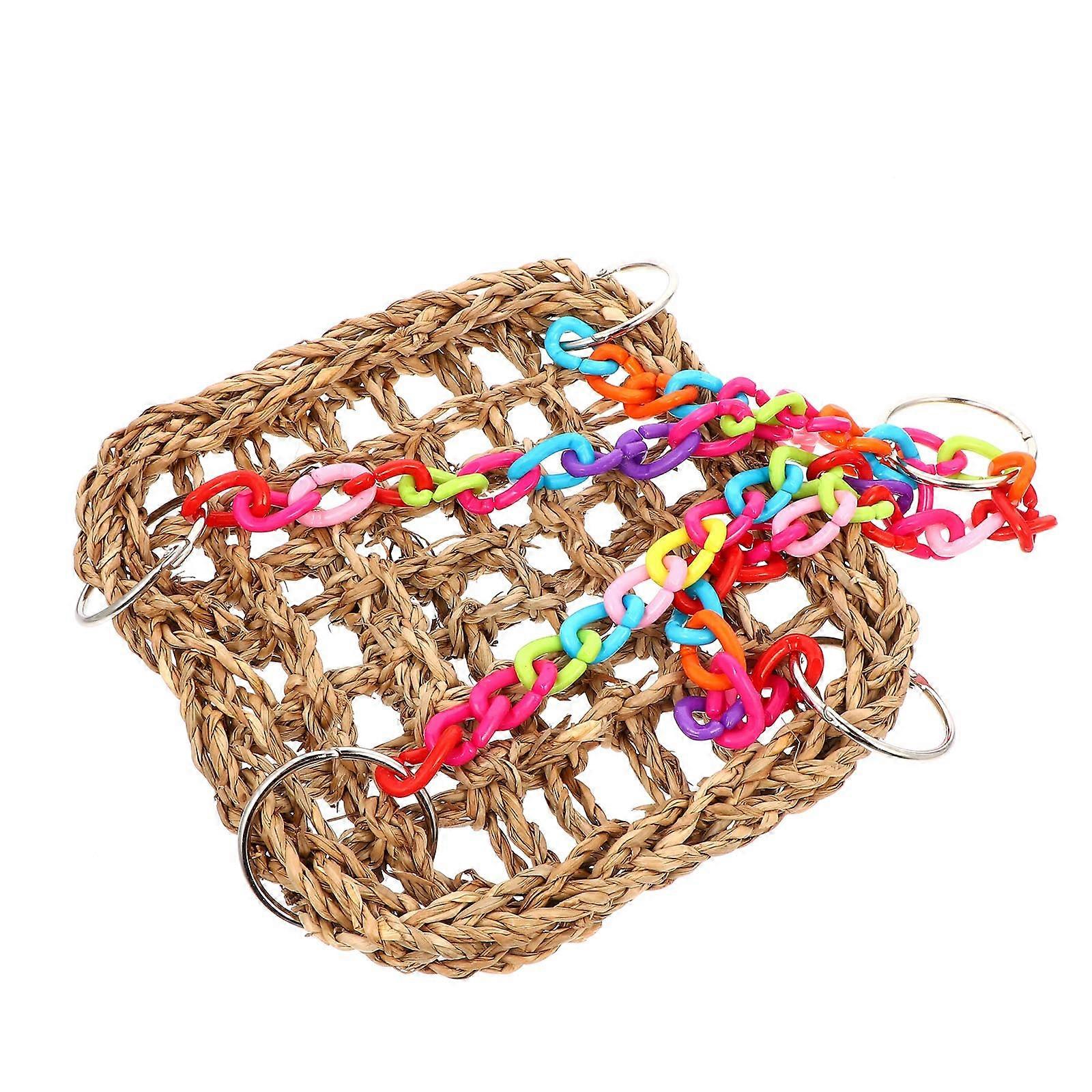 Chewing And Climbing Bird Toy Parrot Hammock Coffee Color 17x17cm Size 1Pack