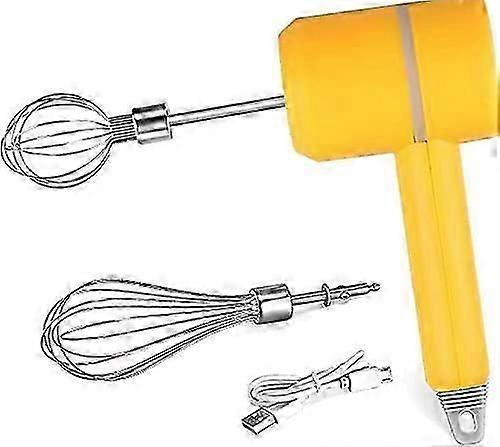 Handy USB Rechargeable Electric Hand Mixer - Lightweight and Adjustable for Easy Whisking in Yellow