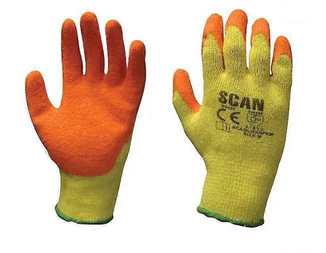 Scan GLOKSPK12 Knitshell Latex Palm Orange Gloves Pack of 12