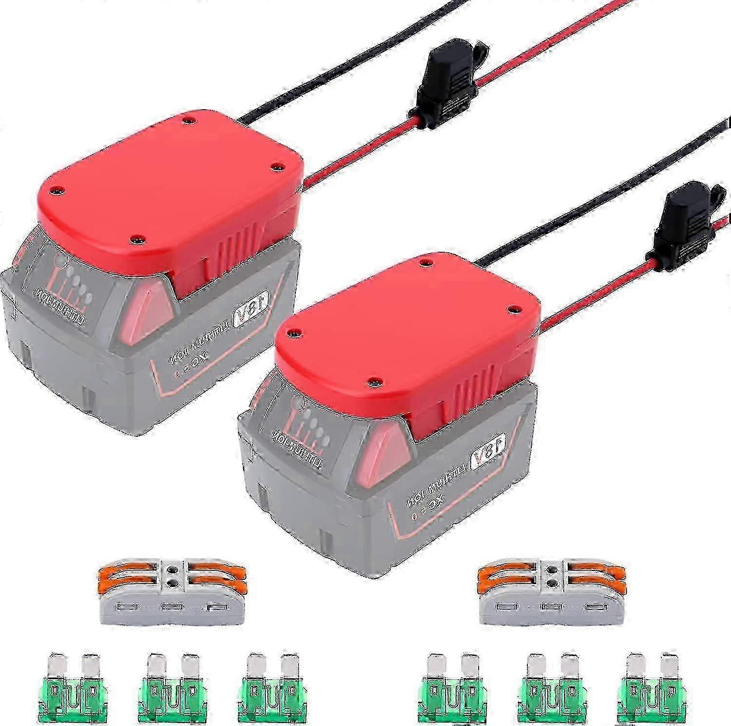 M18 Battery Adapter 18V Converter with Fuses & Terminals - 2-Pack for Milwaukee Tools Compatible Power Supply Upgrade