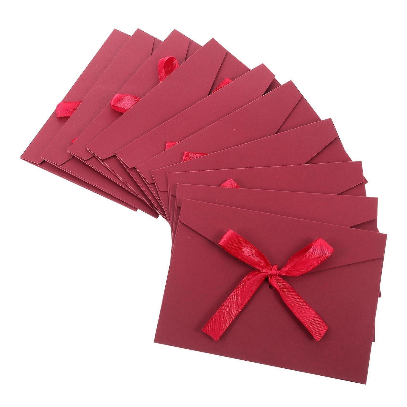 Pack of 10 Thickened Wedding Postcard Envelopes with Bow Knots, Portable Paper Envelopes for Invitations and Cards