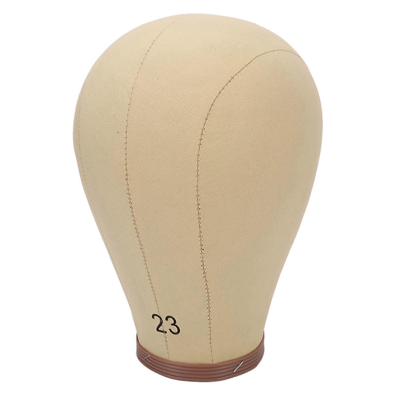 23in Cork Canvas Block Head Reusable Wig Head Display with Stand for Hairdressing Making Wigs