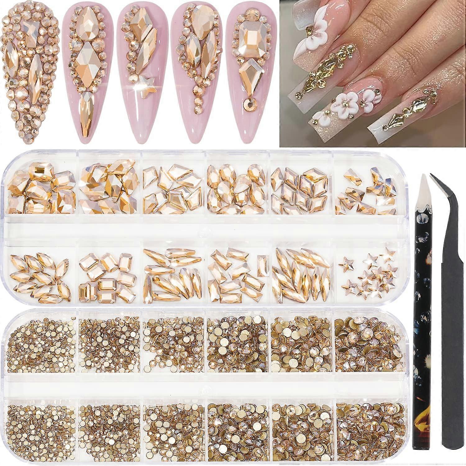 Nail Rhinestones - 3100pcs 3D Multi Shape Size Crystal