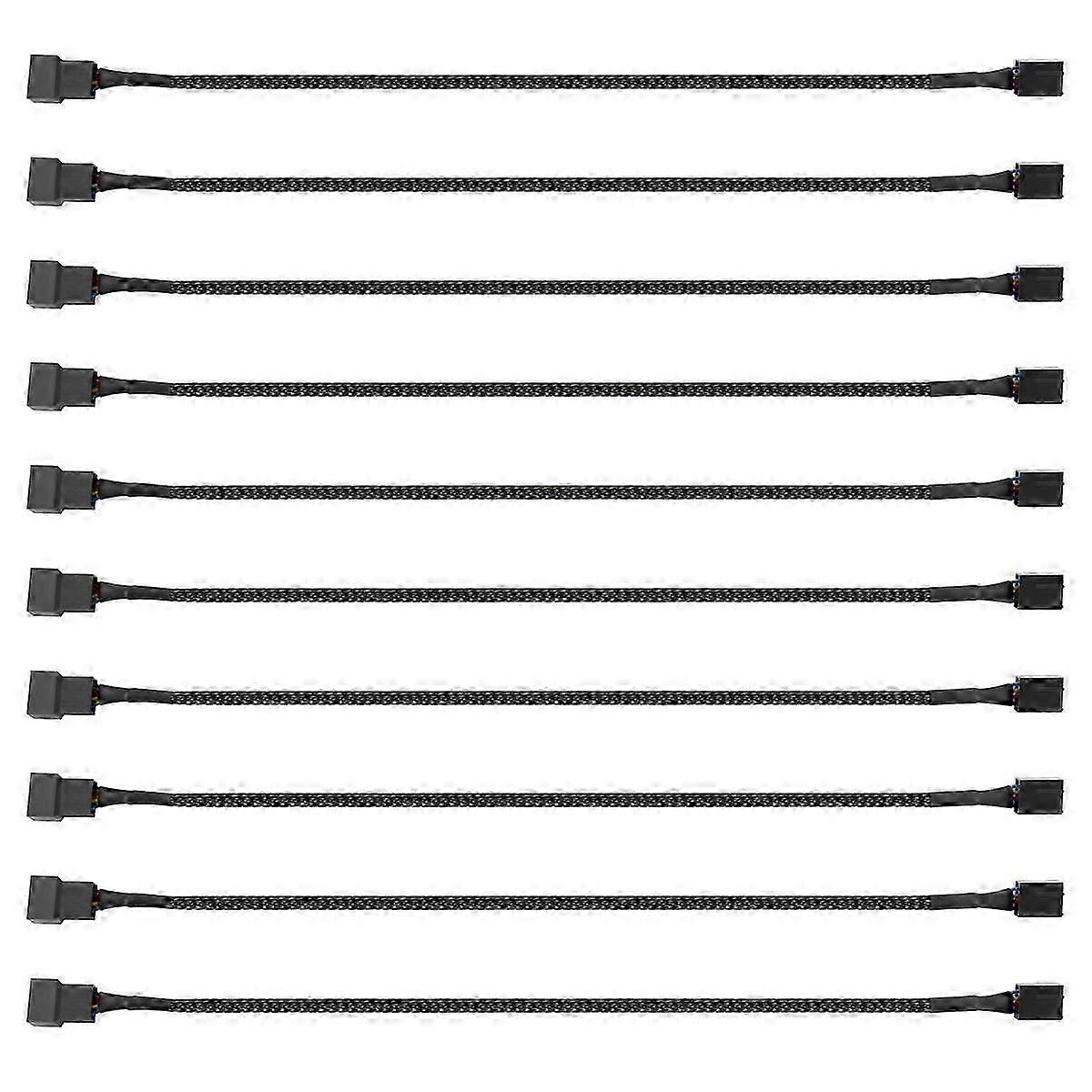 10PCS 4 Pin PWM Fan Extension Power Cable Connector Case Male to Female Extending Cables Compatible with 4 Pin/3Pin Fan