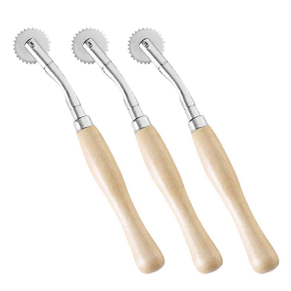 Toothed Cloth Wheel for Sewing with Strong Alloy Material and Ergonomic Handle Light Brown