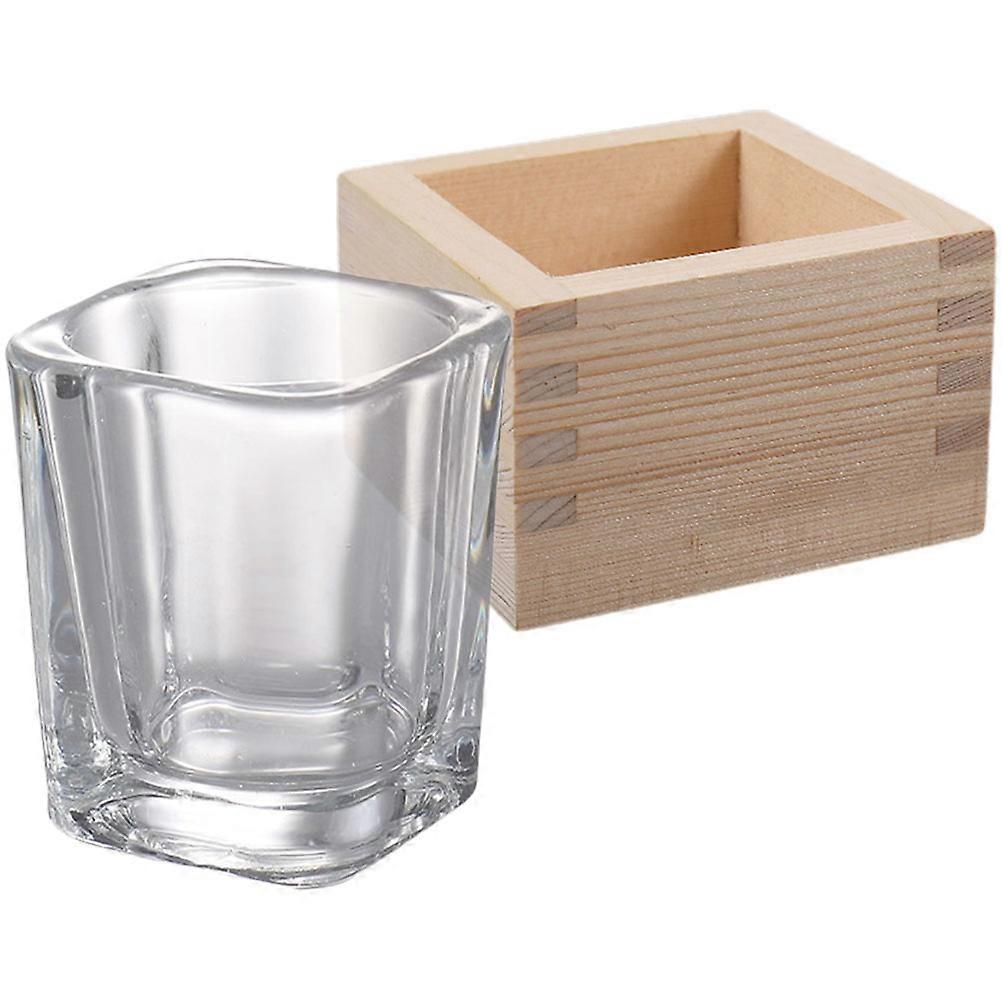 Japanese Sake Cups Set with Wooden Box for Home Use Craft Glass Transparent Safe Reliable