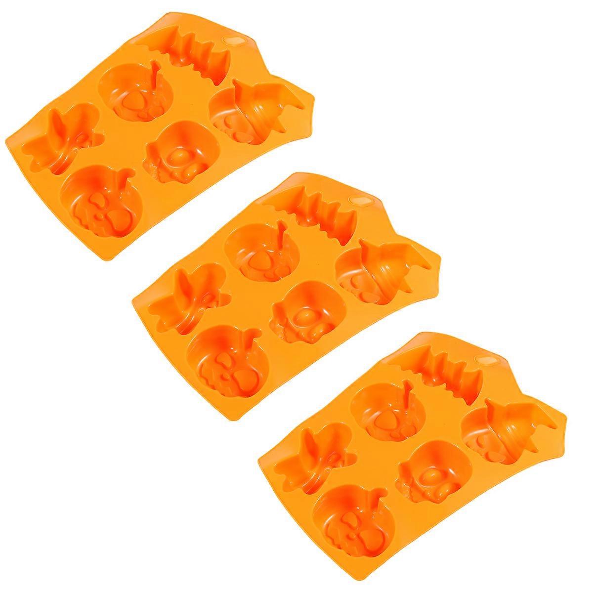 Cake Making Mould Baking Tool Rectangular Pumpkin Shape 23x16.5cm Orange Silicone 3Pcs