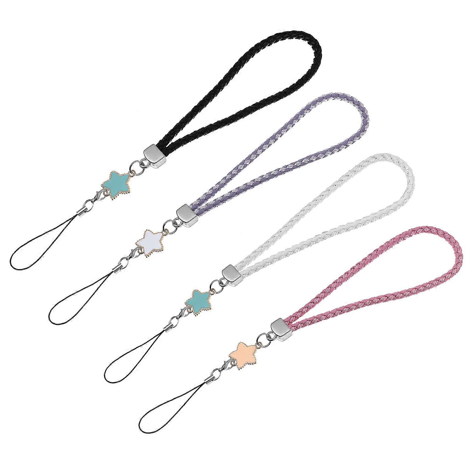 4Pcs PU Wrist Strap Lanyard for Cell Phone Camera Key ID Name Tag Badge