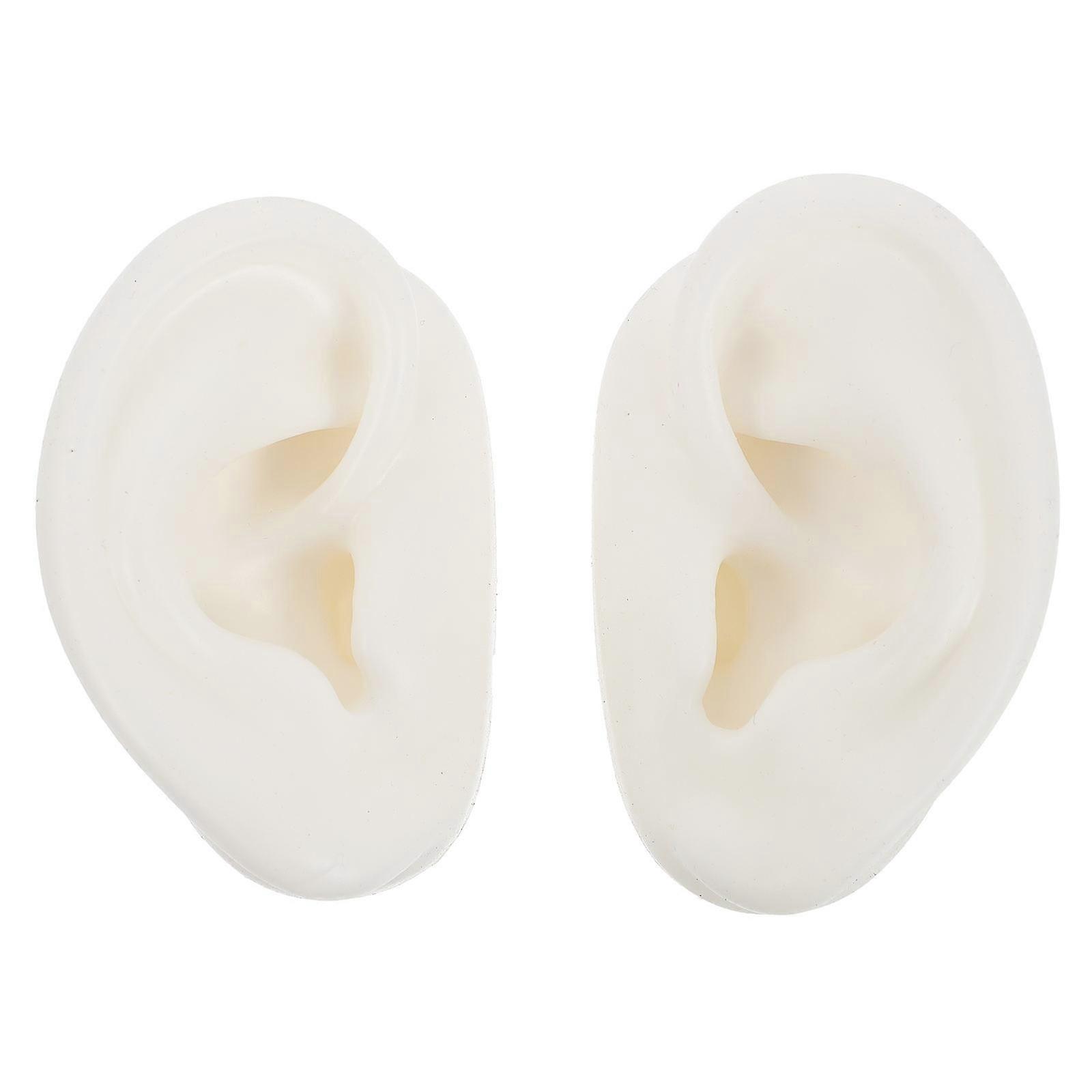 Reusable Silicone Ear Model for Displaying White Smooth Texture Lifelike Shape 1 Pair