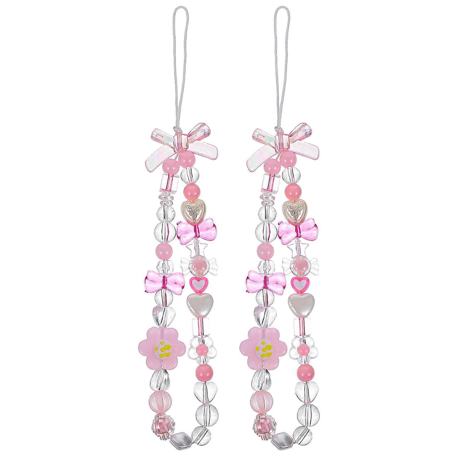 Beaded Phone Strap with Resin Beads and Yellow Color for Decorative Use on Phones Wallets Cameras